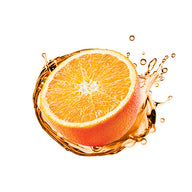 Sliced orange with juice splashes