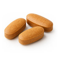 Three brown vitamin tablets